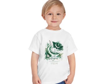 14 augustus Pakistaanse Onafhankelijkheidsvlag Peuter T-shirt | Halvemaansterontwerp