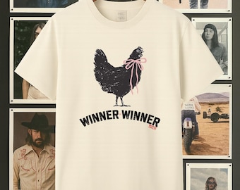 WINNER WINNER CHICKEN Dinner T-Shirt- Winner Winner Graphic with Farm Fresh Flair
