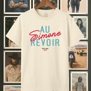 AU REVOIR Simone T-Shirt- French-Inspired Retro Tee with Playful Parisian Twist