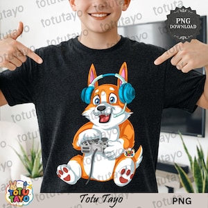 Corgi Gamer PNG Funny Video Game Dog Shirt, Gaming Lover Gift, Cute Puppy Controller, Nerd Gamer Sublimation Design