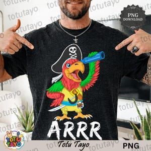 Pirate Parrot Arrr PNG Funny Pirate Bird Shirt, Cute Cartoon Parrot Gift for Kids, Nautical Adventure Animal Design