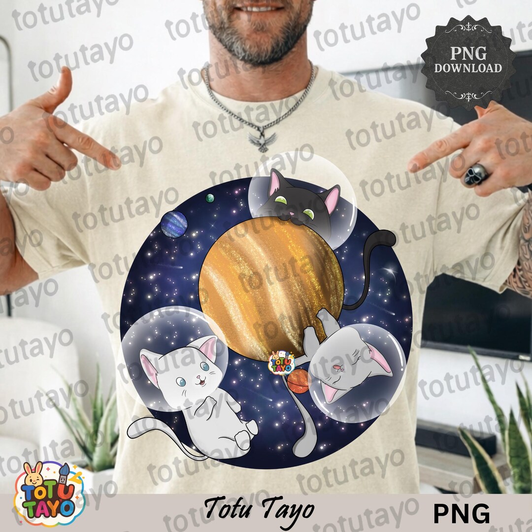 Space Cats PNG Astronaut Cat Galaxy Shirt, Funny Floating Kittens ...