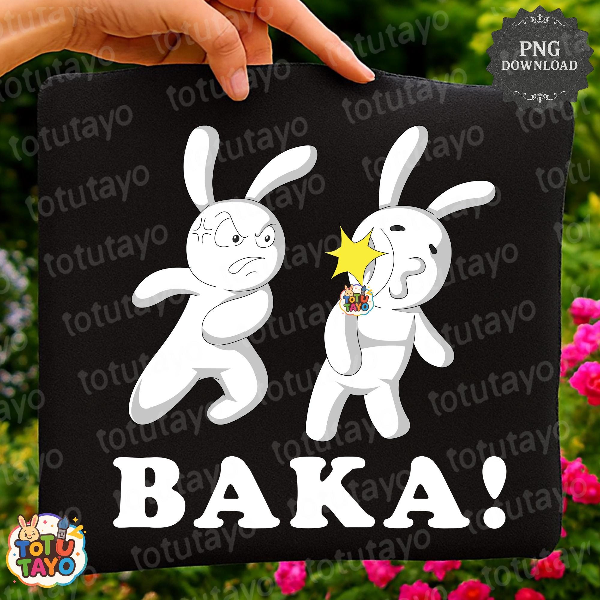 Baka Design Baka Bunny PNG, Funny Anime Meme Rabbit Slap Design, Cute Japanese ...