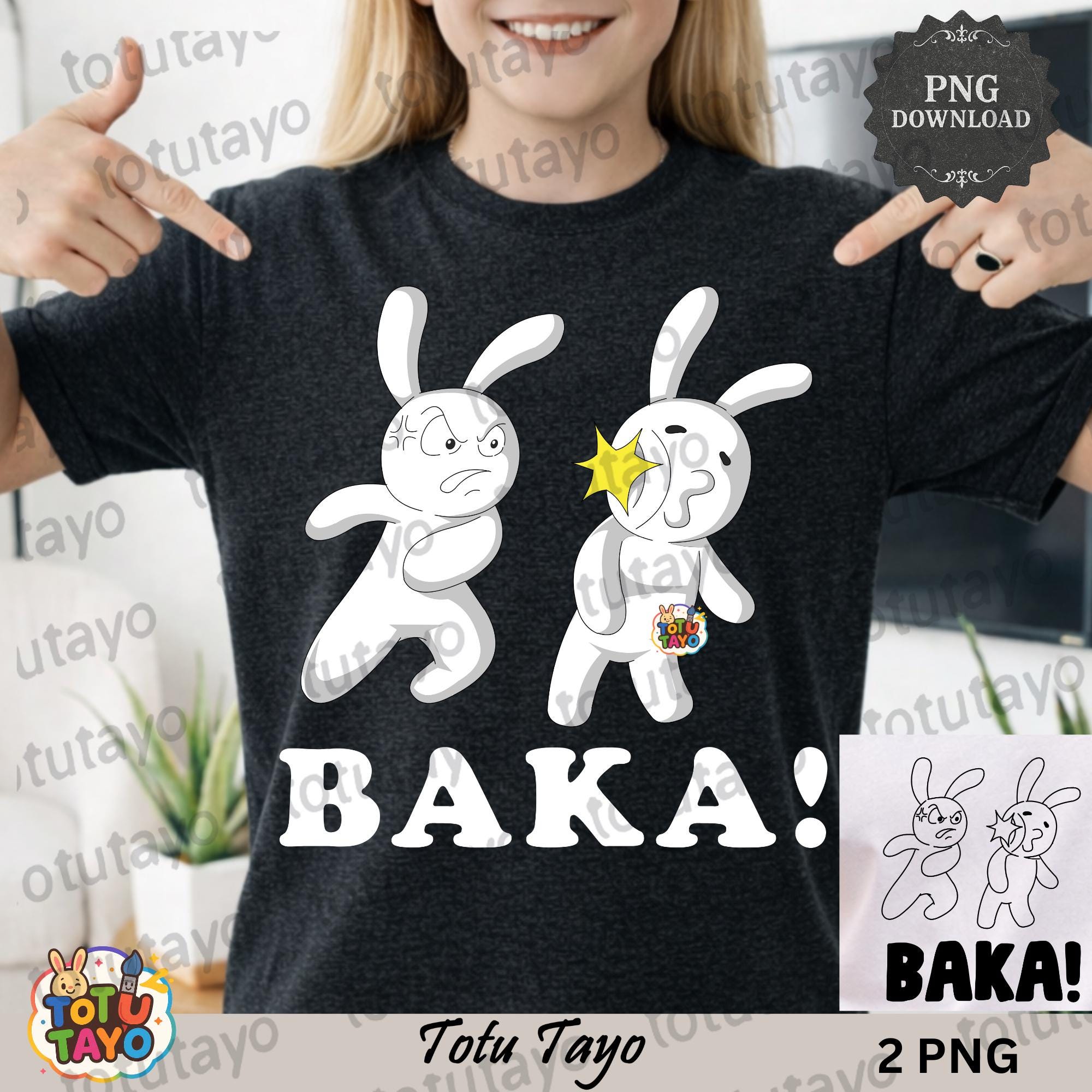 Baka Design Baka Bunny PNG, Funny Anime Meme Rabbit Slap Design, Cute Japanese ...