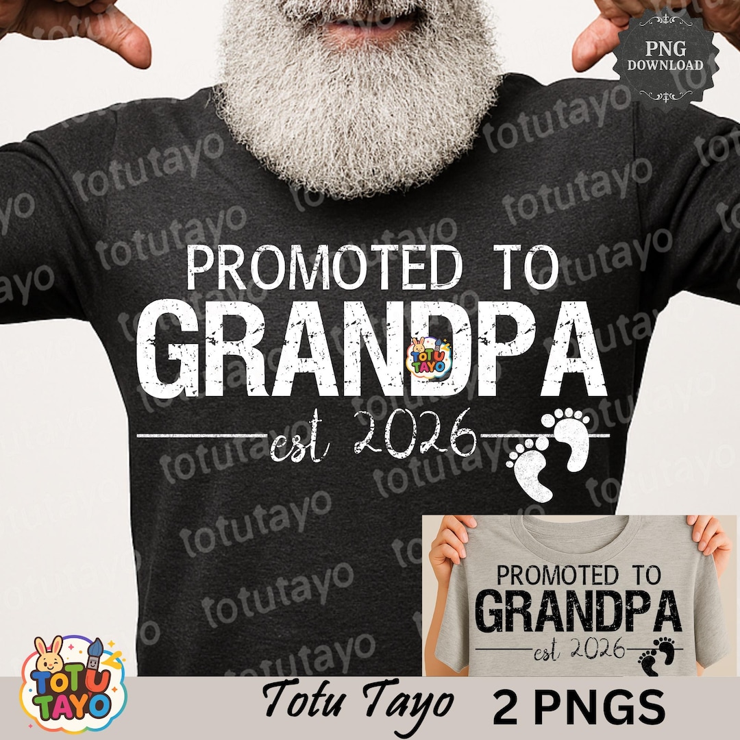 Ascendido a abuelo 2026 PNG / Anuncio de embarazo de abuelo / Regalo ...