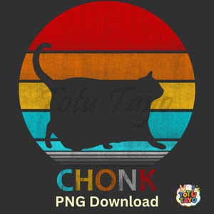 Funny Chonk Cat PNG | Fat Vintage Retro Cat Clipart | Cute Chubby Cat Digital Download | Transparent Background | Sublimation Design