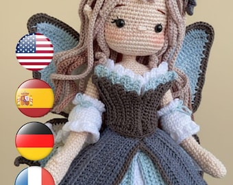 Elara the Butterfly Fairy Crochet Pattern - Amigurumi Doll PDF Instant Download - English, Spanish, French, German