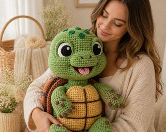 Virkmönster för sköldpaddor – Handledning för amigurumi-plyschleksak – Enkel gör-det-själv-av-havssköldpaddor (PDF-nedladdning)