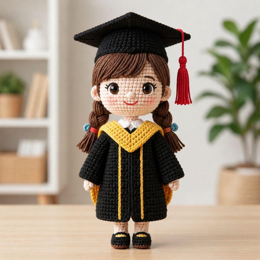Graduation Girl Doll Crochet Pattern - Amigurumi Graduate Tutorial
