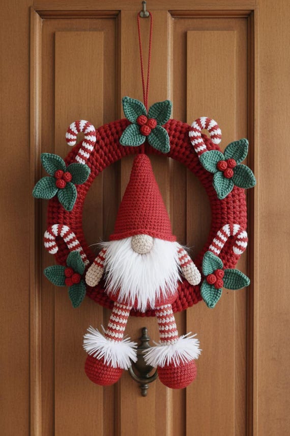 Amigurumi Christmas Gnome Wreath Crochet Pattern: Beginner Tutorial (PDF Download)