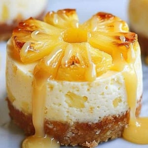 Mini Pineapple Upside Down Cheesecakes Recipe PDF | Tropical Dessert Download | Easy Summer Baking