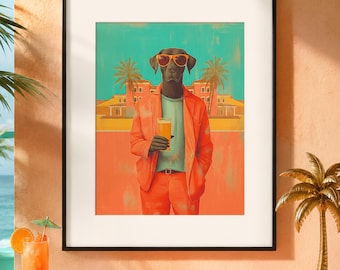 Pôster retrô da Califórnia com carrinho de bar em Palm Springs para decoração de casa (download digital)