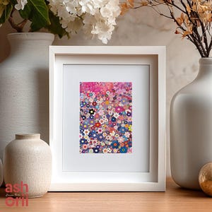 Retro Murakami-Inspired Flower Poster Digital Art Print | Kawaii Pop Art Floral Wall Decor | Colorful Abstract Bloom Downloadable Artwork