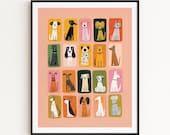 Nursery Wall Art Colorful Dog Poster Kids Room Decor Modern Pet Print