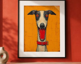 Funny Greyhound Art Print Quirky Dog Decor