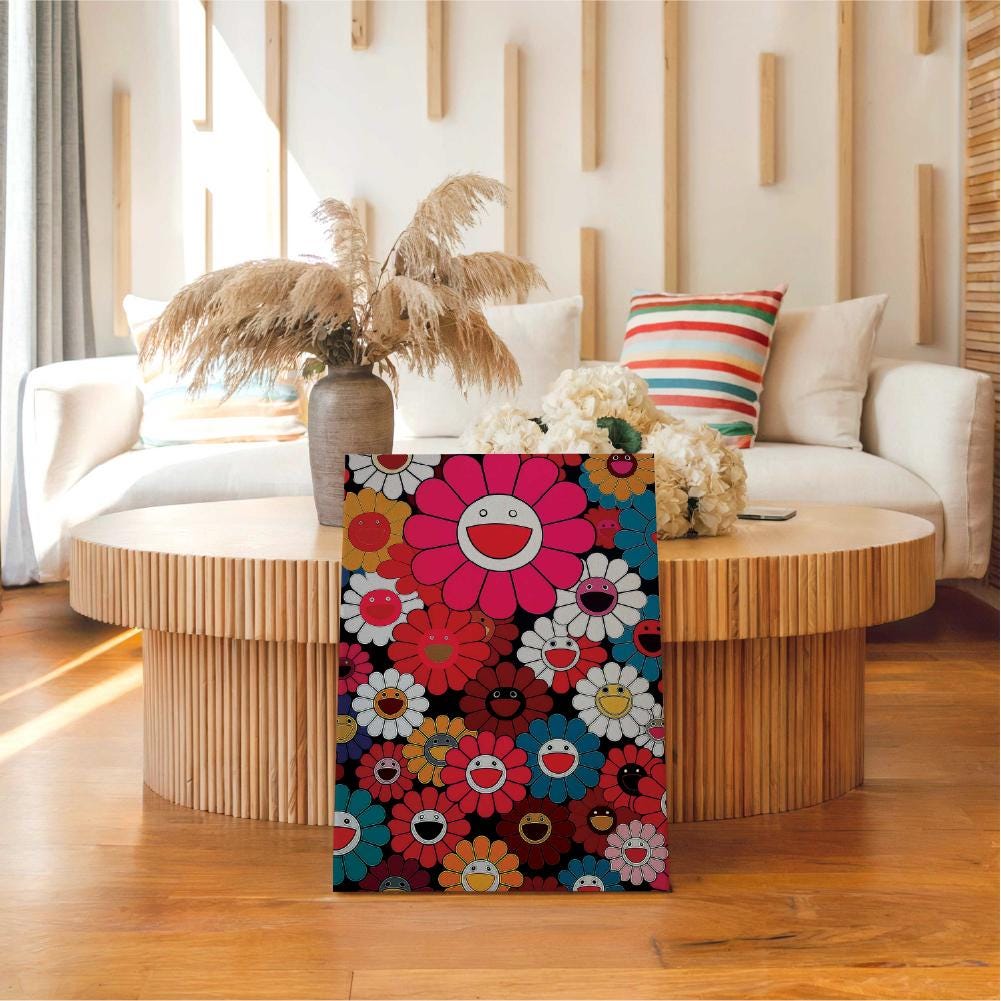 Japanese Pop Art Superflat Decor Happy Flowers Print (digital