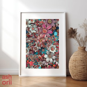 Colorful Wildflower Digital Art Print for Cottagecore Floral Wall Decor | Bright Botanical Instant Download for Bedroom or Gallery Wall