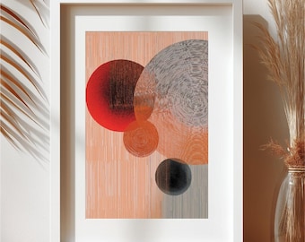 Mid-Century Modern Geometric Circle Print: Abstract Bauhaus Art (Digital Download)