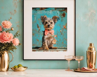 Morkie Wall Art Funny Martini Dog Poster Bar Decor Whimsical Animal Print