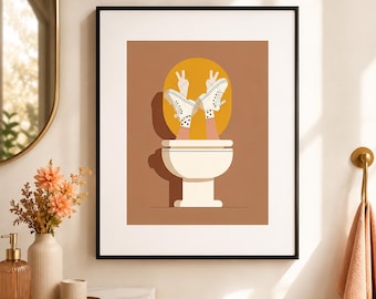 Divertente poster umoristico da parete per il bagno, decorazione minimalista, stampa originale.