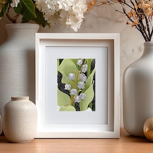 Lily of the Valley Wall Art Digital Download | White Wildflower Botanical Print for Gallery Wall Decor | Modern Cottagecore Flower Poster
