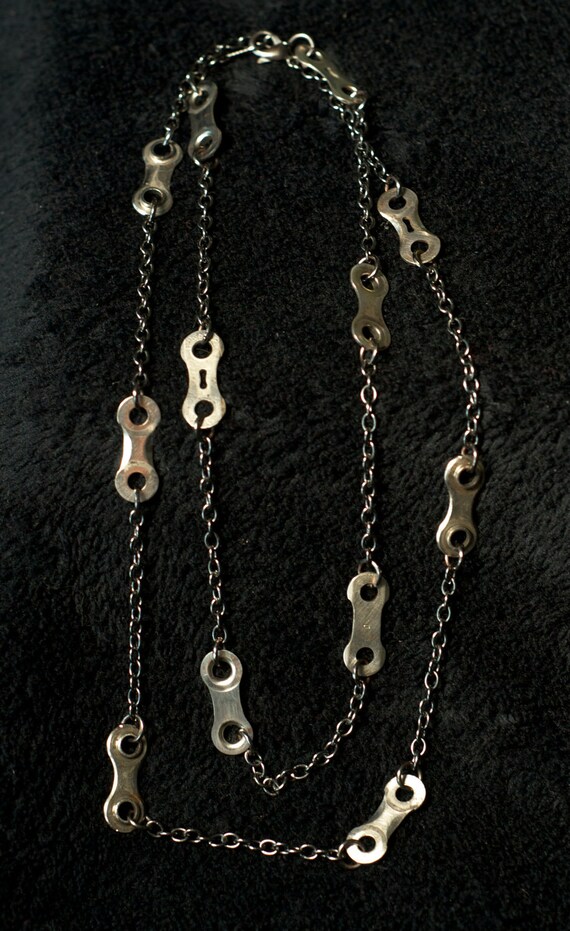 Items similar to Silver Long Bike Chain Wrap Jewelry Worn as Choker
