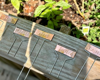 Custom Plant Stakes — Plant Labels — Hand Stamped — Copper