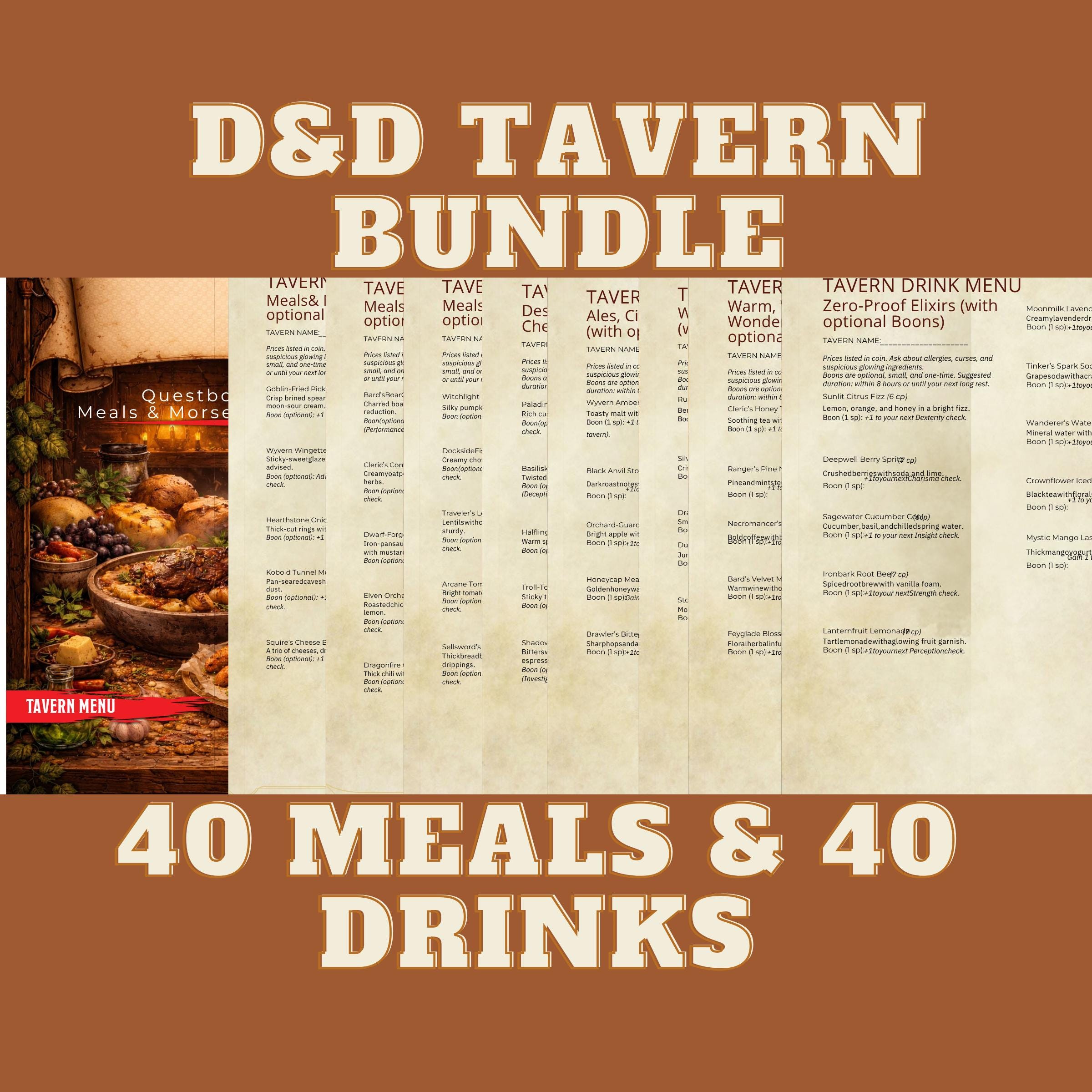 Dnd Tavern Menu Bundle, Fantasy TTRPG Table Props (PDF Download) - Etsy