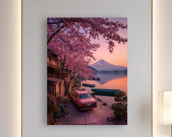 富士山の桜のキャンバスアート：日本の風景画 - Etsy 日本