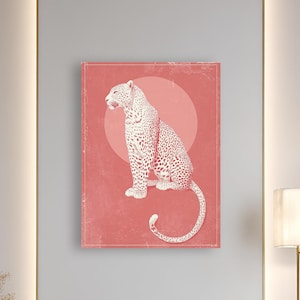 Pink Leopard Minimalist Canvas – Modern Animal Wall Art – Bold Jungle Decor