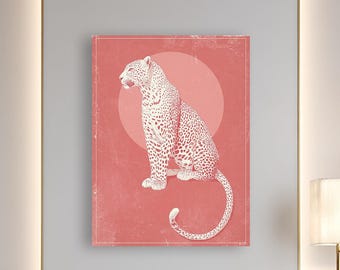 Pink Leopard Minimalist Canvas – Modern Animal Wall Art – Bold Jungle Decor