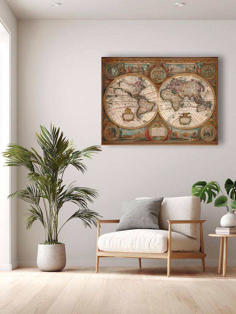 Antique World Map Canvas Print – Historical Cartography Wall Art - Etsy