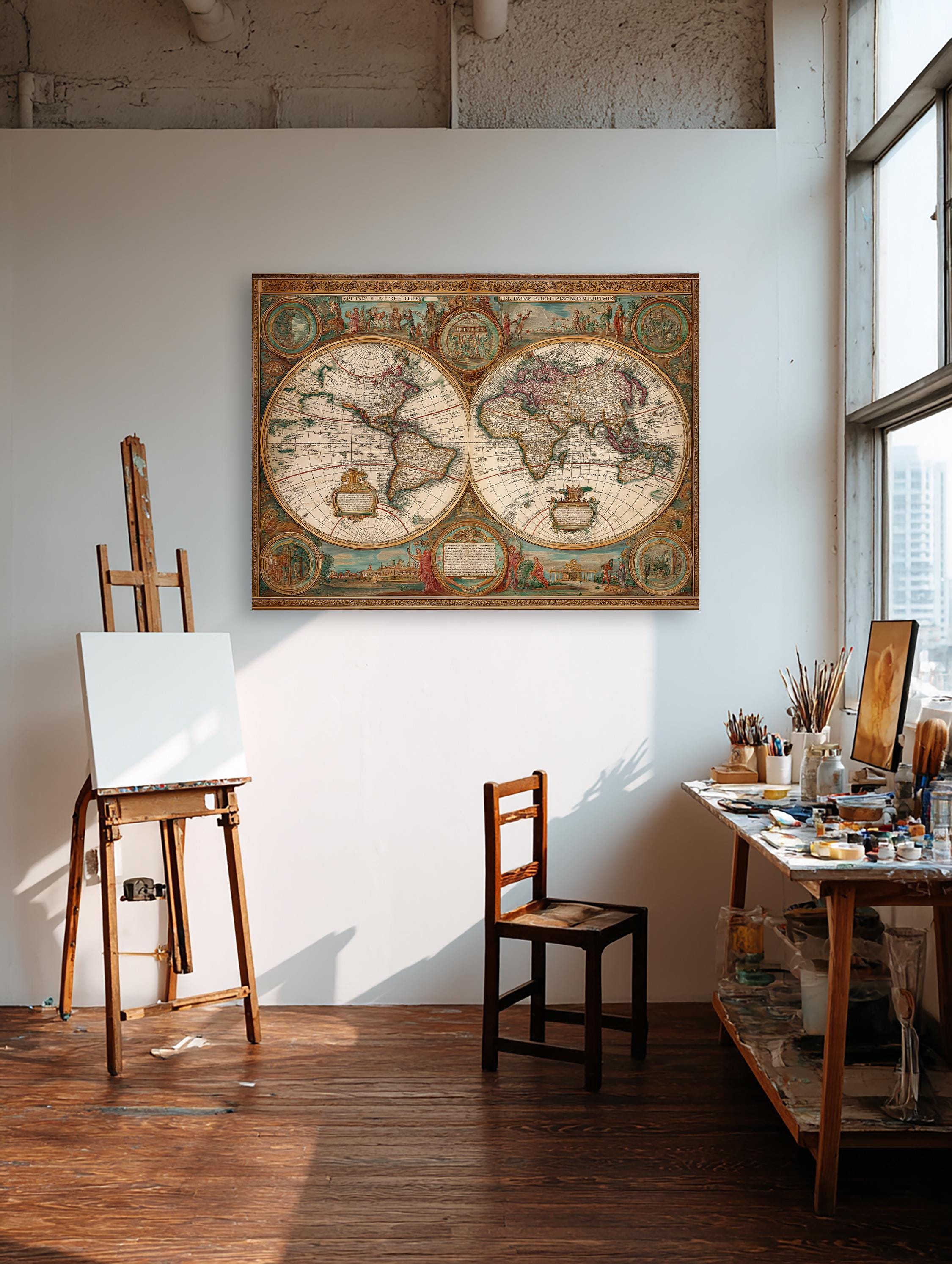 Antique World Map Canvas Print – Historical Cartography Wall Art - Etsy