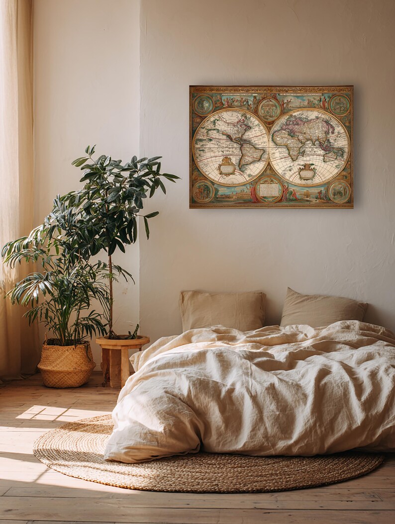 Antique World Map Canvas Print – Historical Cartography Wall Art - Etsy