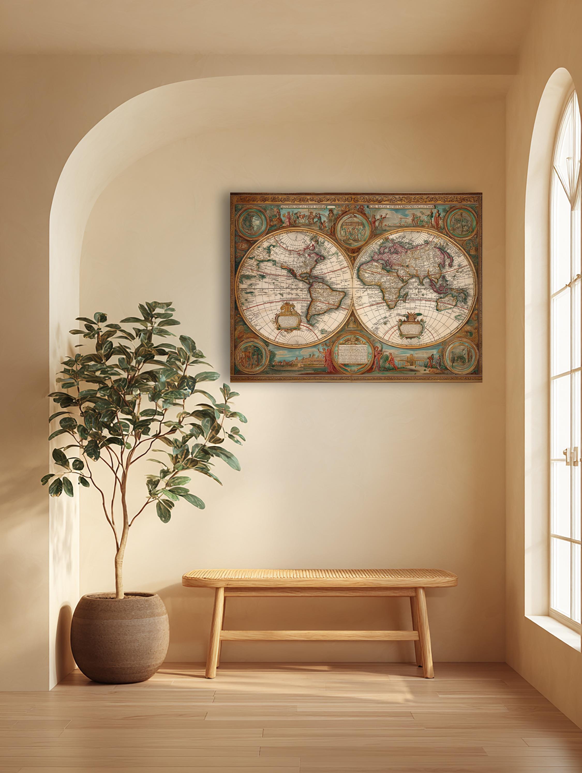 Antique World Map Canvas Print – Historical Cartography Wall Art - Etsy