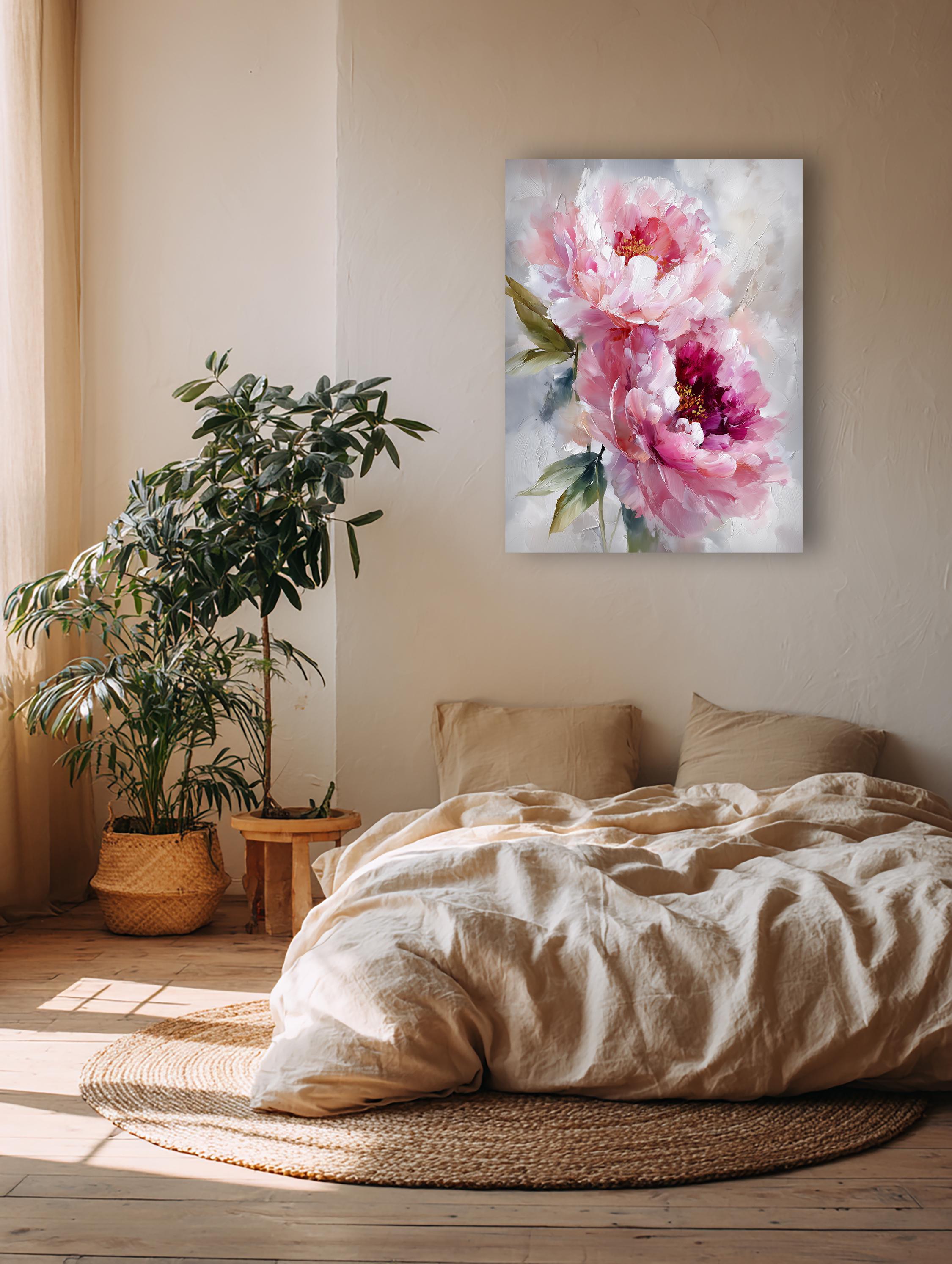 Blooming Rose Elegance – Pink Peony Floral Canvas Wall Art – Romantic ...