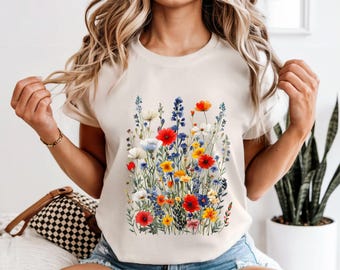 Comfort Colors 1717, Spring Flowers Shirt, Botanical shirt, Summer Flower Tee , Floral Wildflowers tee gift, flower lovers tee, summer&gift