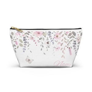 Floral Accessory Pouch, Makeup Bag for Traveling, Cosmetic Bag, Zipper Pouch, Toiletry Organizer, Small Pouch