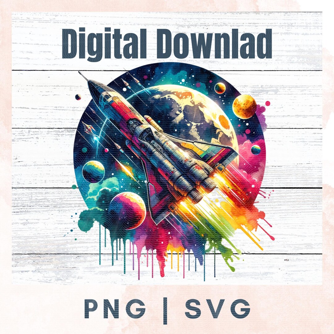 Retro Space Shuttle PNG, Retro Rocket Png, Neon Galaxy Png, Space ...
