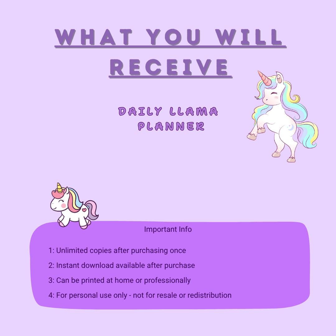 Unicorn Daily Planner | Digital & Printable PDF | Cute Pastel Unicorn ...