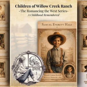 May include: A vintage-style print featuring portraits of children from Willow Creek Ranch, with the text "Children of Willow Creek Ranch - The Romancing the West Series - A Childhood Remembered." Includes a central portrait of Samuel Everett Hale.