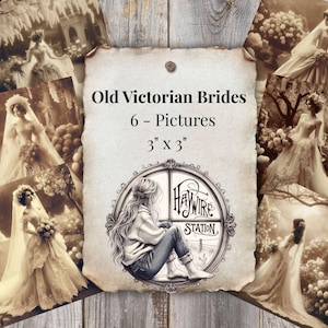 Novias victorianas / Imágenes imprimibles de 7,6 x 7,6 cm / Recuerdos románticos / Kit para diario basura / Collage de boda vintage