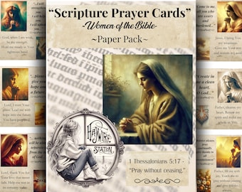 Printable Scripture Prayer Cards for Bible Journaling – Women of the Bible Devotional Set (Digital Download)