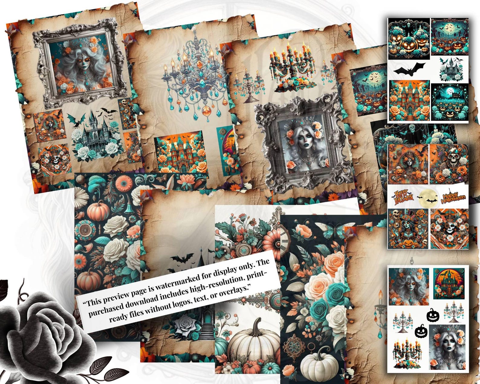 Seasonal and Gothic Printable Ephemera Paper Pack: Crowned in Shadows ...