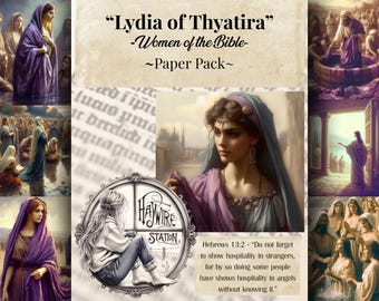 Paquete de hojas imprimibles sobre mujeres de la Biblia: Lidia de Tiatira (Descarga digital)