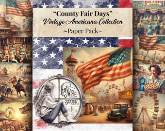 Zestaw papierów do druku Vintage Americana: County Fair Days (pobranie cyfrowe)