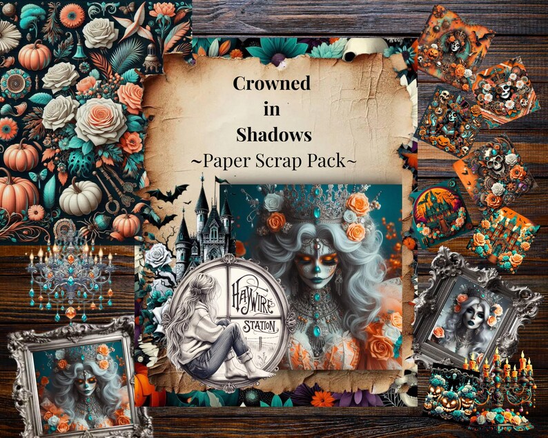 Seasonal and Gothic Printable Ephemera Paper Pack: Crowned in Shadows ...