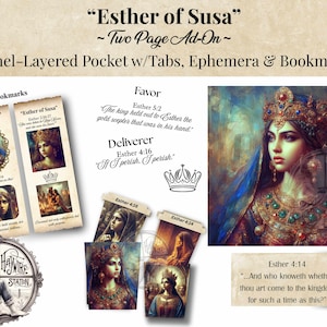Utskrivbar trosdagbok: ”Ester av Susa” – Lagerprylar i fickformat och bibelversflikar (digital nedladdning)