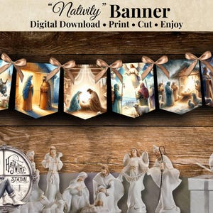 Christmas Nativity Banner: 6-flag Printable Garland (digital Download ...