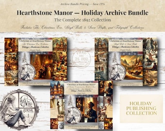 Victorian Christmas Printable Bundle: Christmas at Hearthstone Manor — 1892 Holiday Ephemera Collection (Digital Download)